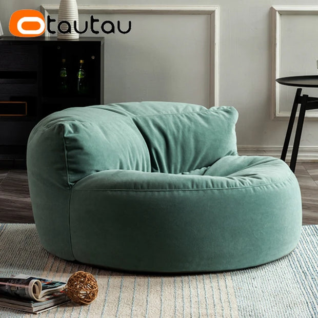 OTAUTAU Thick Soft Chenille Bean Bag Cover without Filler Washable Floor Corner Seat Beanbag Pouf Ottoman Chair Furniture SF011