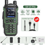 Baofeng UV 21 Pro Draadloze Copy Frequentie Walkie Talkie 16 KM Lange Range Waterdichte Zaklamp Type-C Oplader Ham Radio UV 5R