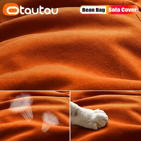 OTAUTAU Thick Soft Chenille Bean Bag Cover without Filler Washable Floor Corner Seat Beanbag Pouf Ottoman Chair Furniture SF011