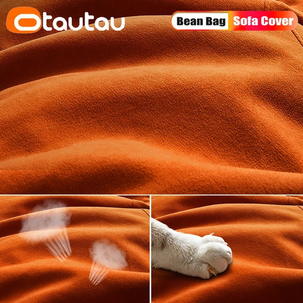 OTAUTAU Thick Soft Chenille Bean Bag Cover without Filler Washable Floor Corner Seat Beanbag Pouf Ottoman Chair Furniture SF011