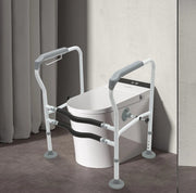 Adjustable Height Toilet Elderly Care Comfort Safety Rails