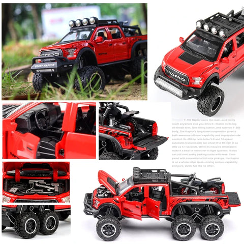 1:24 Scale Technical RAPTOR Alloy Car Model Diecast Car Off-road Vehicle Toys For Boys Birthday Gift Kids Toys Car Collection