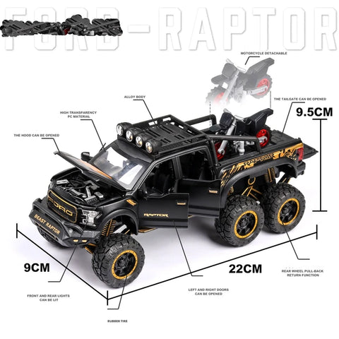 1:24 Scale Technical RAPTOR Alloy Car Model Diecast Car Off-road Vehicle Toys For Boys Birthday Gift Kids Toys Car Collection