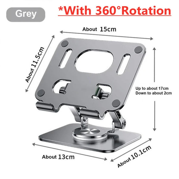 360 Tablet Desk Mobile Phone Holder Stand Adjustable Aluminum Desktop Lazy Bracket Foldable for iPhone iPad Laptop Samsung