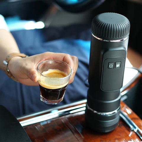 Houselin Portable Mini Espresso Machine, 12V/24V Car Coffee Maker with Self-Heating, Compatible For NS Pods & Ground Coffee