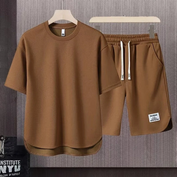 Men's Korean Fashion Two Piece Set Summer Short Sleeved T-shirt And Shorts Loose Sets Men Designer Clothes Tracksuits