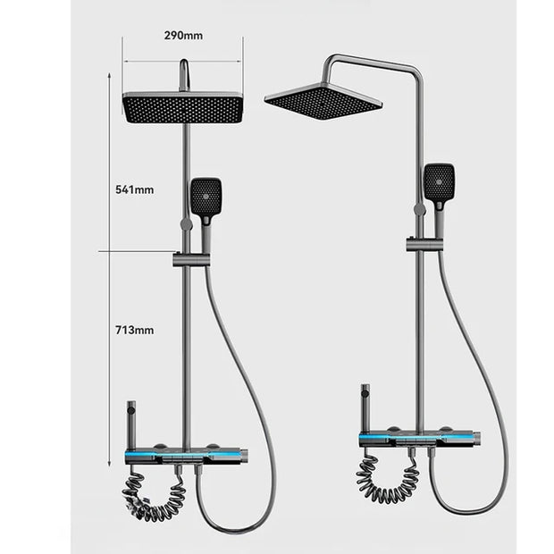 Smart Thermostat Digital Display Pressurized Rainfall Shower System Set