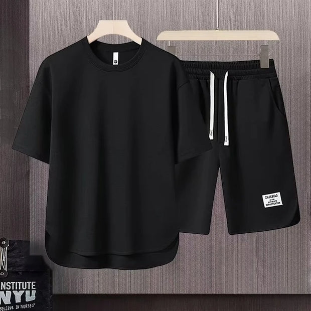 Men's Korean Fashion Two Piece Set Summer Short Sleeved T-shirt And Shorts Loose Sets Men Designer Clothes Tracksuits