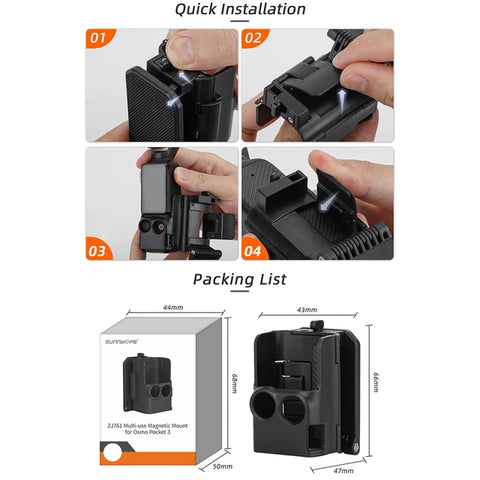 Voor Osmo Pocket 3 Camera Magnetische Zuigbeugel Met Anti-Kras Antislip Siliconen Pad Vrije Aanpassing Camera Accessoires