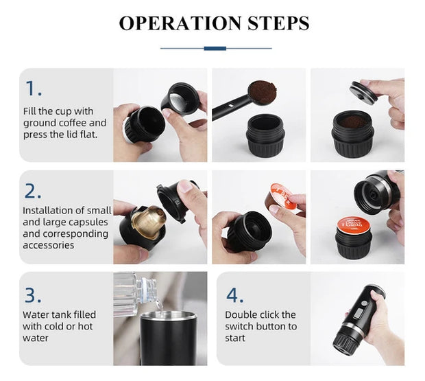 Portable Electric Mini Coffee Machine Rechargeable Coffee Maker Car Travel Outdoor Automatic espresso ritual coffee