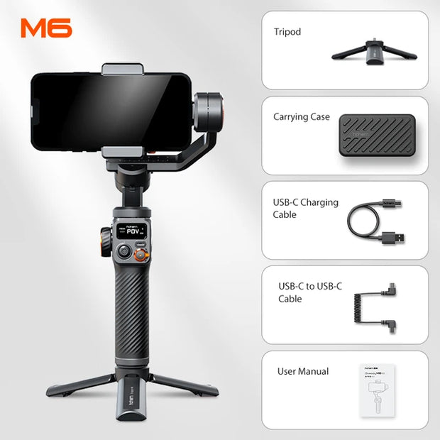 iSteady M6 Kit - 3-Axis Smartphone Gimbal with AI Tracking & Fill Light