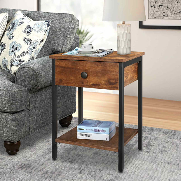 2-Tier Rustic Side Table