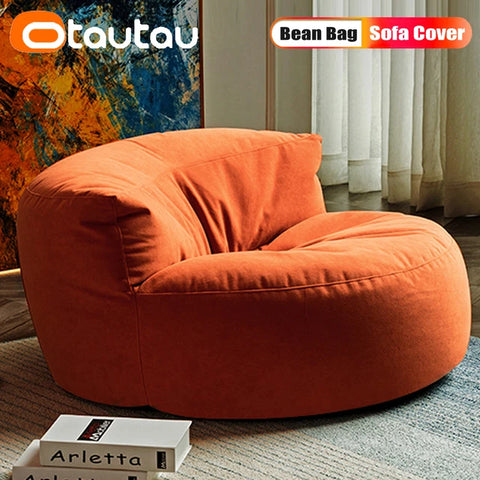 OTAUTAU Thick Soft Chenille Bean Bag Cover without Filler Washable Floor Corner Seat Beanbag Pouf Ottoman Chair Furniture SF011