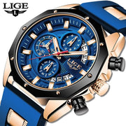 LIGE Fashion Men Watches Top Brand Luxury Silicone Sport Watch Men Quartz Date Clock Waterproof Wristwatch Chronograph Clock Man