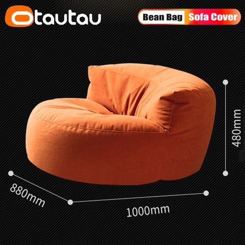 OTAUTAU Thick Soft Chenille Bean Bag Cover without Filler Washable Floor Corner Seat Beanbag Pouf Ottoman Chair Furniture SF011