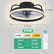 LED Ceiling Light Fan With Remot Control Lamp For Living Room Bedrooms Fans For Large House Decoration Home Lighting Fixtures