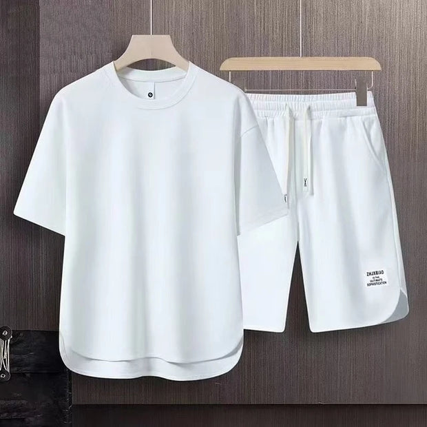 Men's Korean Fashion Two Piece Set Summer Short Sleeved T-shirt And Shorts Loose Sets Men Designer Clothes Tracksuits