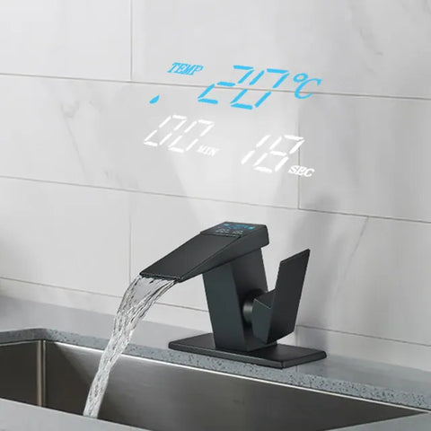 Smart Digital Display Basin Sink Faucet Hot Cold Water Temperature LED Washbasin Waterfall Taps Bathroom Deck Mixers