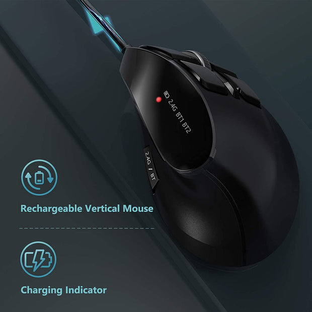 Vertical Ergonomic Soft Click Wireless Mouse