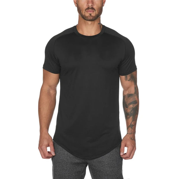 Mesh T-Shirt Clothing Tight Gym Mens Summer New Brand Tops Tees Homme Solid Quick Dry Bodybuilding Fitness Tshirt