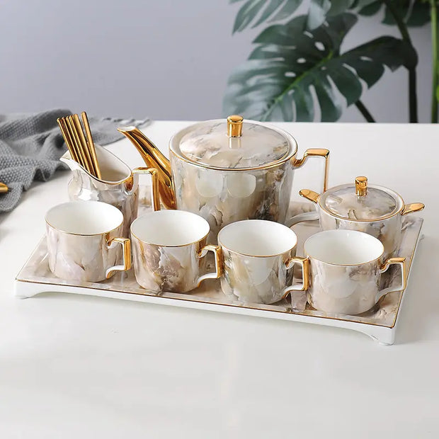 Luxurious Design Porcelain Opulant Tea-Pot Set / Lixra