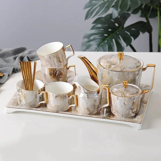 Luxurious Design Porcelain Opulant Tea-Pot Set / Lixra