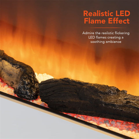 Warmlite Hingham Wall Mounted Fireplace with Two Heat Settings, Adjustable Flame Brightness, 2000W