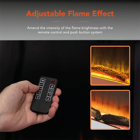 Warmlite Hingham Wall Mounted Fireplace with Two Heat Settings, Adjustable Flame Brightness, 2000W