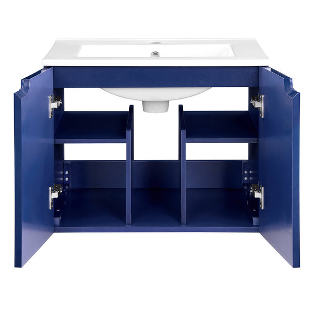 Yar Bathroom Storage,Floating Wall Mounted Bathroom Vanity with Porcelain Sink and Soft Close Doors