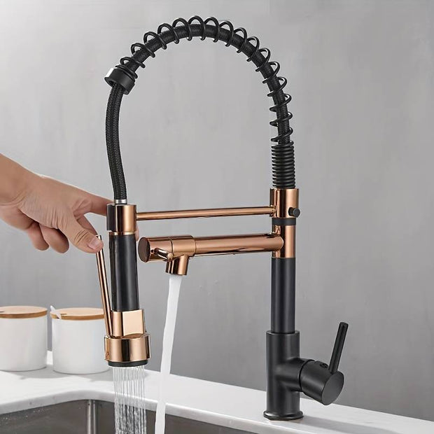 Rose Gold Dual-Handle Kitchen Faucet. || Matching Hot Cold Bath