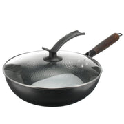 32cm Handmade Iron Non Stick Frying Pan Frypan Pot Kitchen Wok Skillet Cookware - MRSLM