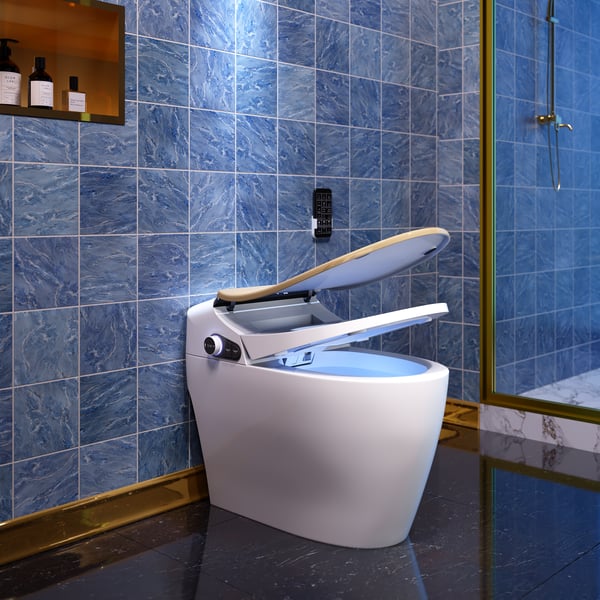 Modern Smart Toilet One-Piece 1.27 GPF Floor Mounted Elongated Toilet And Bidet Seat