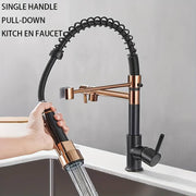 Rose Gold Dual-Handle Kitchen Faucet. || Matching Hot Cold Bath