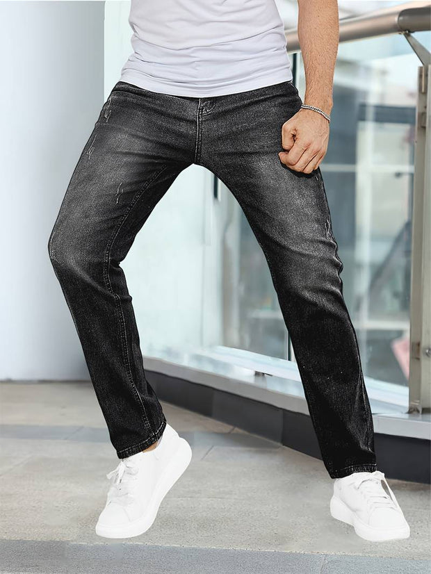 Men's Casual Medium Stretch Jeans, Classic Design Denim Pants