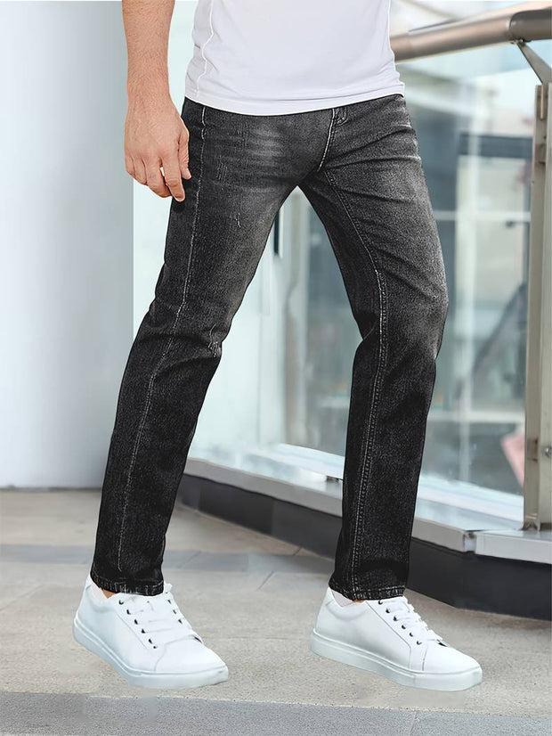 Men's Casual Medium Stretch Jeans, Classic Design Denim Pants