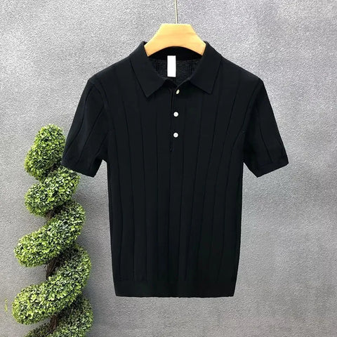 Men Fashion Solid Color Short Sleeve Polo Shirt