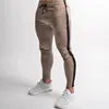 Men Fashion Casual Athleisure Stripe Solid Color Drawstring Waist Jogger Pants