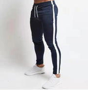 Men Fashion Casual Athleisure Stripe Solid Color Drawstring Waist Jogger Pants