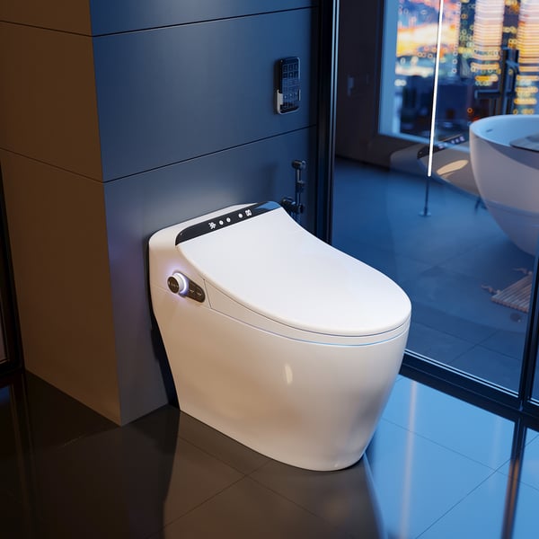 Modern Smart Toilet One-Piece 1.27 GPF Floor Mounted Elongated Toilet And Bidet Seat