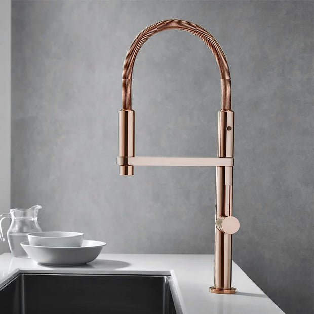 Single Hole High Arc Magnetic Kitchen Faucet Dual-Function Spray In Gold