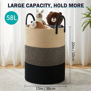 Large Woven Laundry Basket with Handles