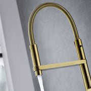 Single Hole High Arc Magnetic Kitchen Faucet Dual-Function Spray In Gold