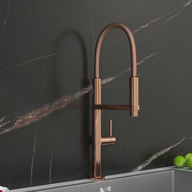 Single Hole High Arc Magnetic Kitchen Faucet Dual-Function Spray In Gold