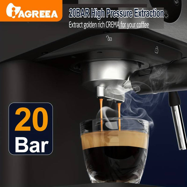 High-Performance 20-Bar Espresso Machine with Steam Wand