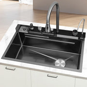 Black drop-In Workstation Kitchen Sink With Accessories