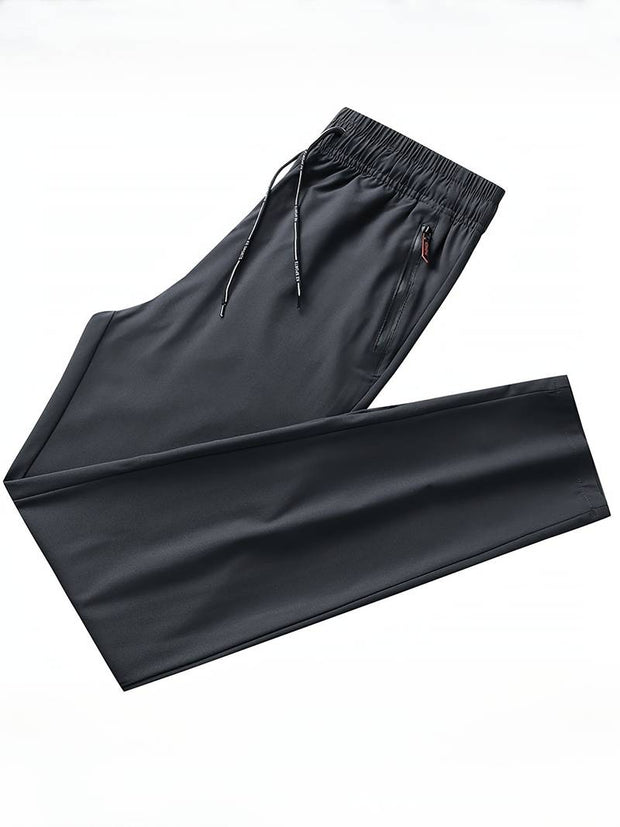 Men's Solid Pants With Zipper Pockets, Casual Breathable Drawstring Trousers For Outdoor Activities Gift