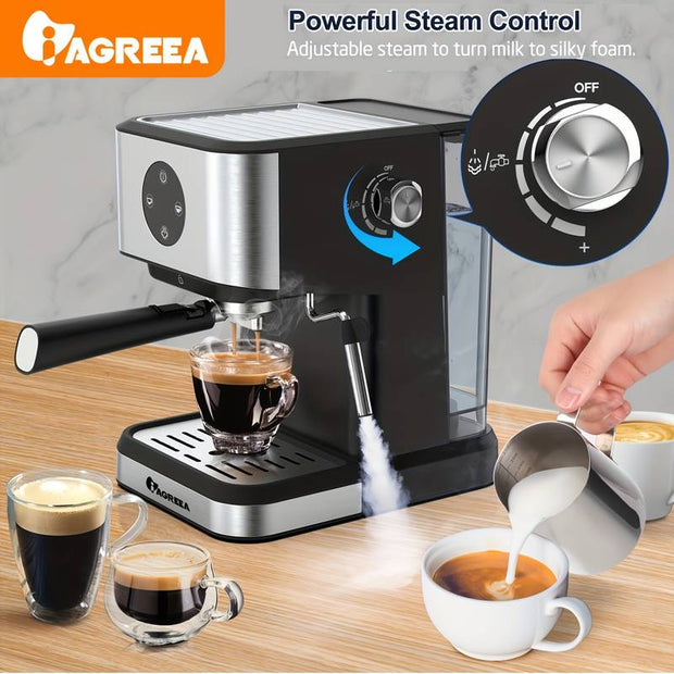 High-Performance 20-Bar Espresso Machine with Steam Wand