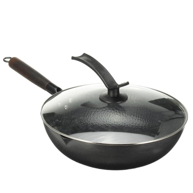 32cm Handmade Iron Non Stick Frying Pan Frypan Pot Kitchen Wok Skillet Cookware - MRSLM