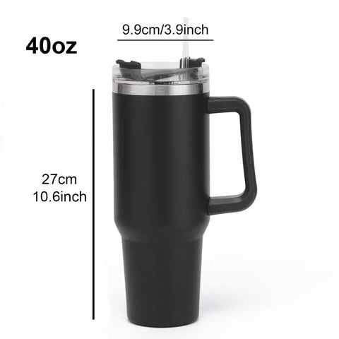 1pc Stainless Steel Straw Cup Thermocooler Vacuum Flask With Handle And Straw - Reusable Stainless Steel Straw Tumbler For Hot And Cold Beverages - Double-Walled Insulated Water Cup For Maximum Temperature Control