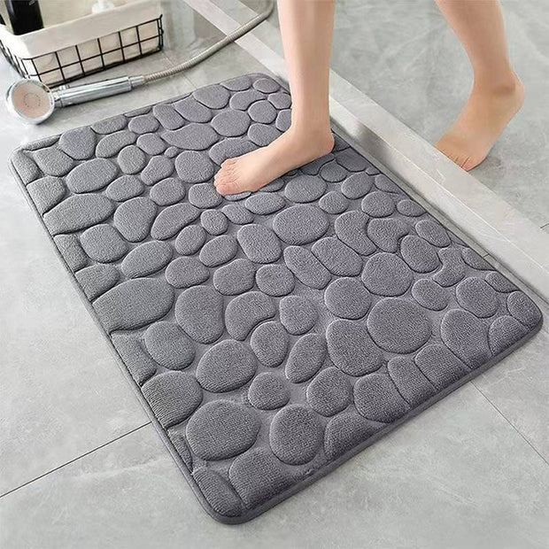 Memory Foam Bath Rug with Cobblestone Embossment